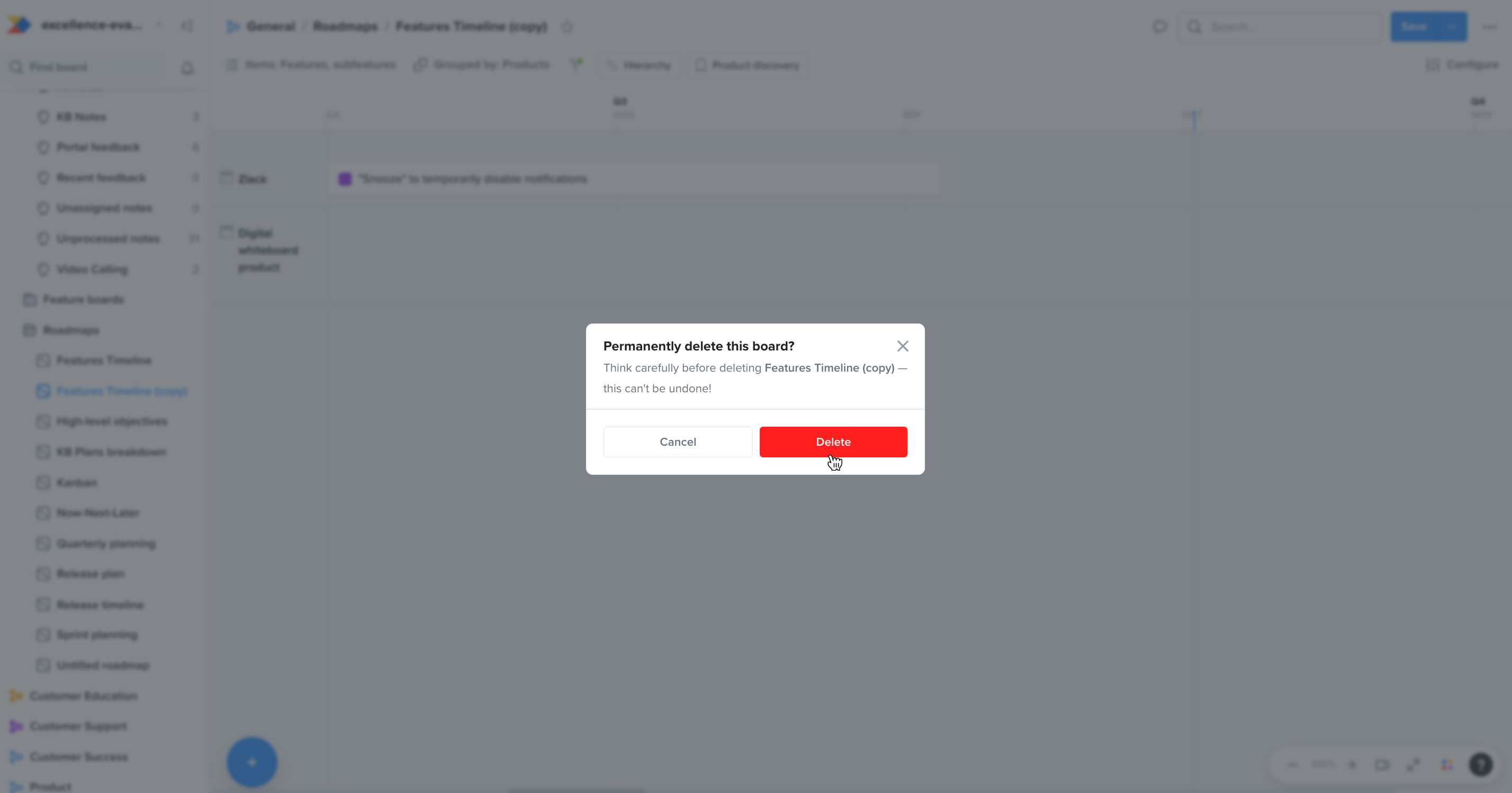How to delete a board in your Productboard workspace – Productboard Support
